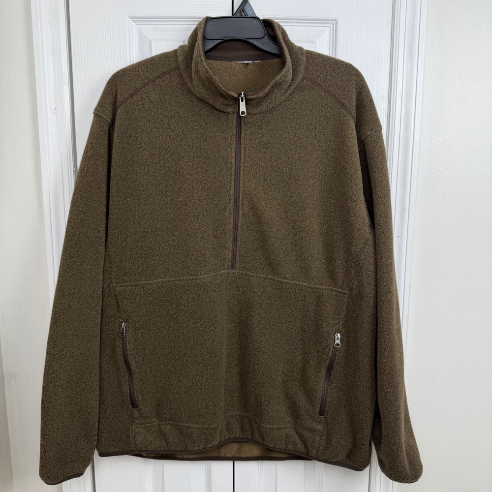 Duluth Trading Co Mens Fleece Sherpa half Zip Pullover Jacket Brown Size XXL